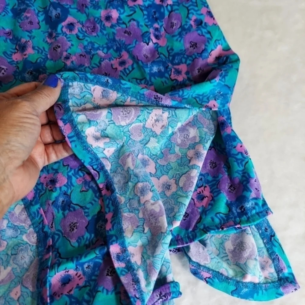 Maxine of Hollywood Blue Green‎ Purple Pink Floral Swimsuit with side splits - Picture 5 of 14